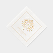 Bloemschild kam monogram, grens bruiloft goud folie servetten (Rechts)