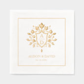 Bloemschild kam monogram, grens bruiloft goud folie servetten (Voorkant)