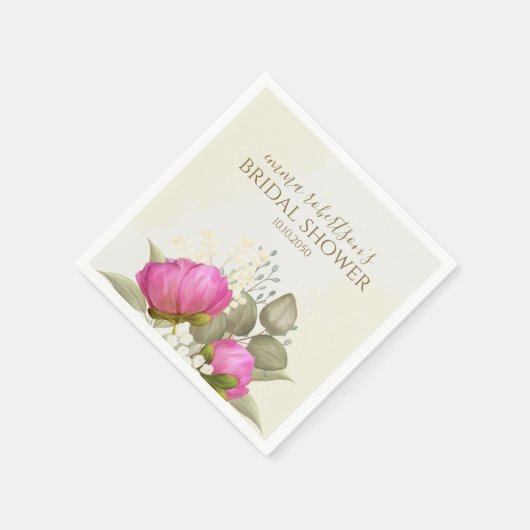 Bloemschildering groene pioen bruiloftsborrel servet (Hoek)