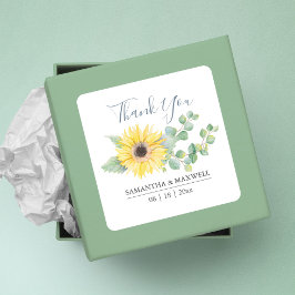 Bloemschildering in waterverf Gele zonnebloem Favo Vierkante Sticker