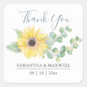 Bloemschildering in waterverf Gele zonnebloem Favo Vierkante Sticker (Voorkant)