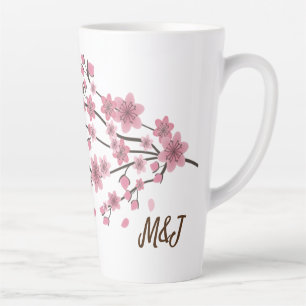 Bloemschildering Kersenbloesem Vallende Bloemblaad Latte Mok