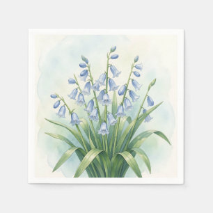 Bloemschildering van Blauwe Klokjes in Botanische Servet