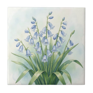 Bloemschildering van Blauwe Klokjes in Botanische Tegeltje