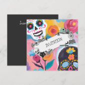 Bloemschildering van suiker schedel kaart (Voorkant / Achterkant)