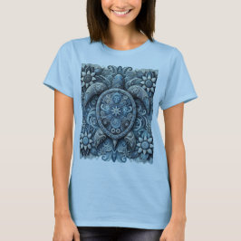 Bloemschildpad - Blauw T-shirt