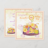 Bloemschildpad Kids Verjaardagsfeest Kaart (Voorkant / Achterkant)