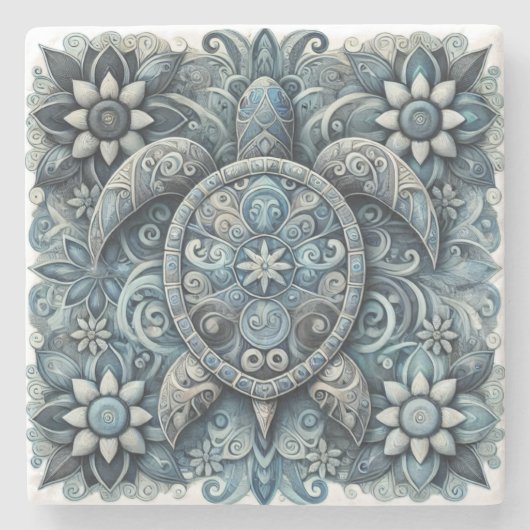 Bloemschildpad Onderzetter (Voorkant)