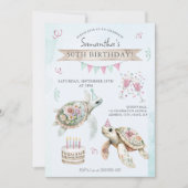 Bloemschildpad verjaardagsfeestje uitnodiging (Voorkant)