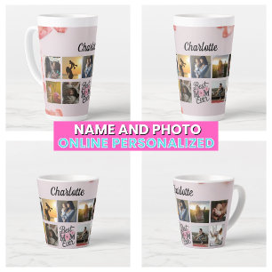 Bloemschrift Beste Moeder ooit Moeder's Fotocollag Latte Mok