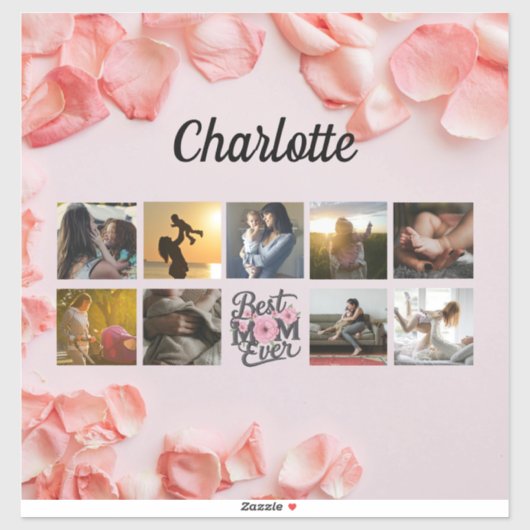 Bloemschrift Beste Moeder ooit Moeder's Fotocollag Sticker (Vel)