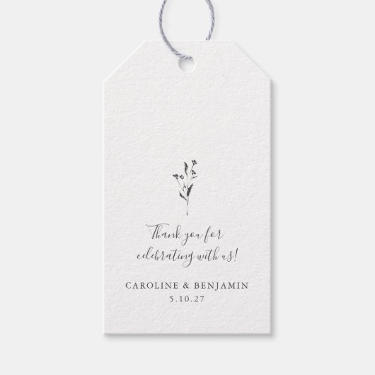 Bloemschrift Wit Boho Wedding Custom Dank u Cadeaulabel (Voorkant)