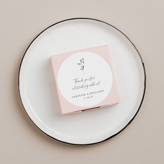 Bloemschrift Wit Boho Wedding Custom Dank u Ronde Sticker