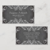  Bloemscroll krijtbord chic designer Visitekaartje (Voorkant / Achterkant)