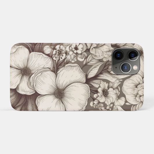 bloemsepiapatroon (10) Case-Mate iPhone case (Achterkant (horizontaal))