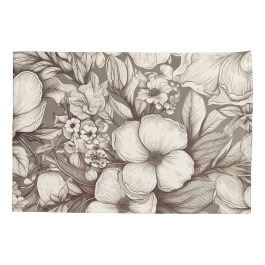  bloemsepiapatroon (10) kussensloop (Achterkant-Links)