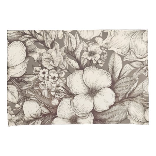  bloemsepiapatroon (10) kussensloop (Voorkant-Rechts)