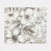 bloemsepiapatroon (11) fleece deken (Voorkant (Horizontaal))