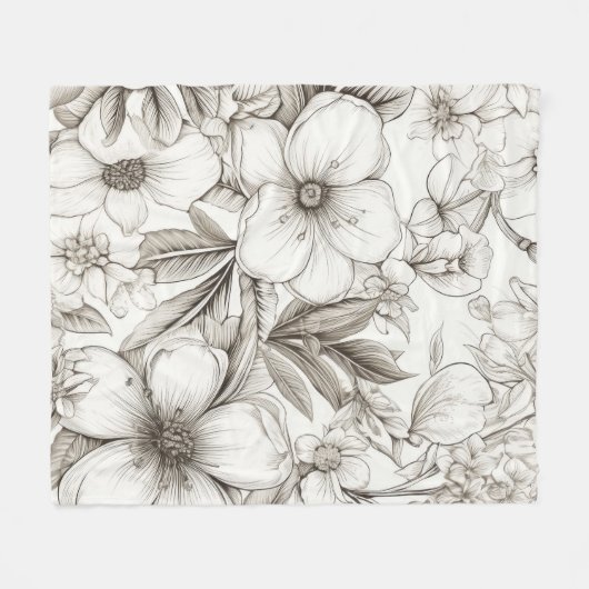  bloemsepiapatroon (11) fleece deken (Voorkant (Horizontaal))