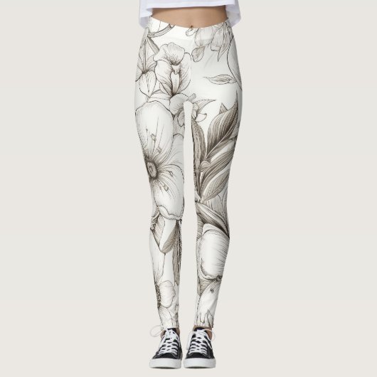  bloemsepiapatroon (11) leggings (Voorkant)