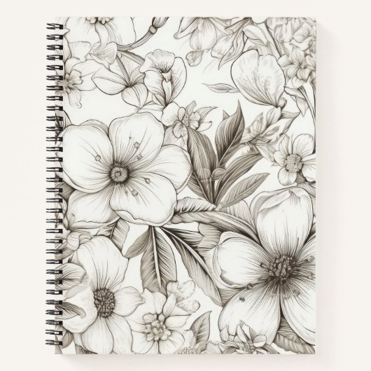bloemsepiapatroon (11) notitieboek (Voorkant)