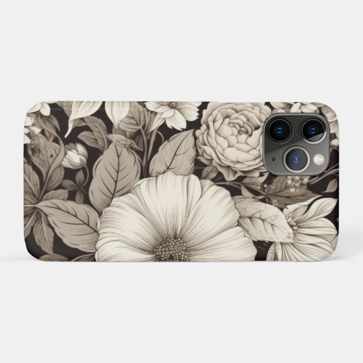 bloemsepiapatroon (12) Case-Mate iPhone case (Achterkant (horizontaal))