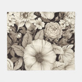 bloemsepiapatroon (12) fleece deken (Voorkant (Horizontaal))