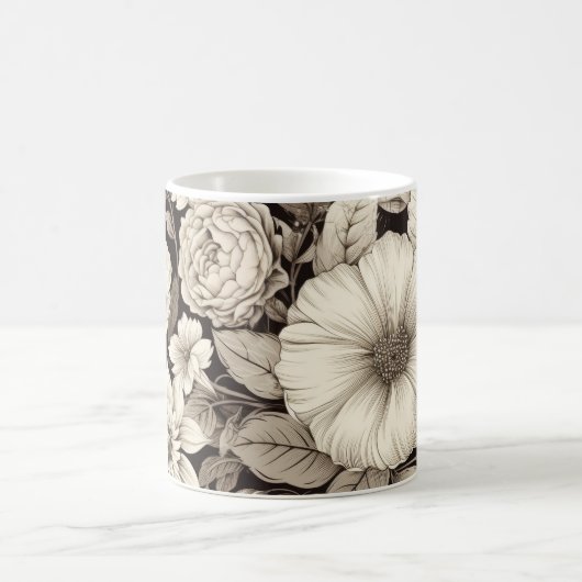 bloemsepiapatroon (12) koffiemok (Center)