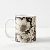 bloemsepiapatroon (12) koffiemok (Links)