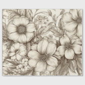 bloemsepiapatroon (13) cadeaupapier (Vlak)