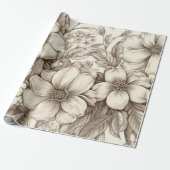  bloemsepiapatroon (13) cadeaupapier (Uitgerold)