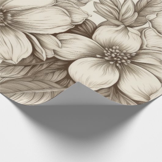  bloemsepiapatroon (13) cadeaupapier (Hoek)