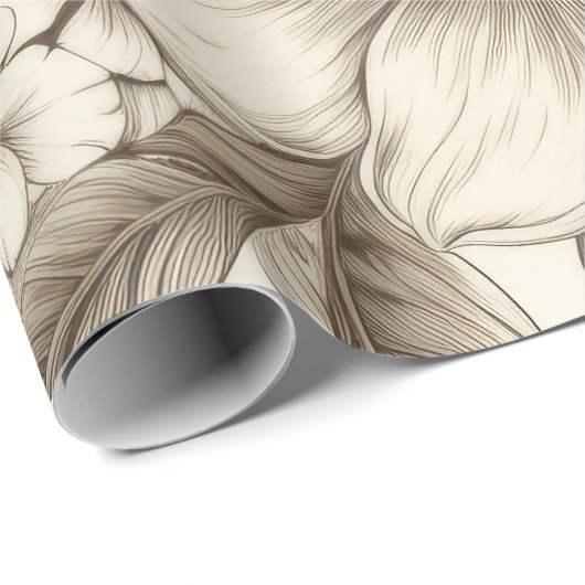  bloemsepiapatroon (13) cadeaupapier (Rol Hoek)