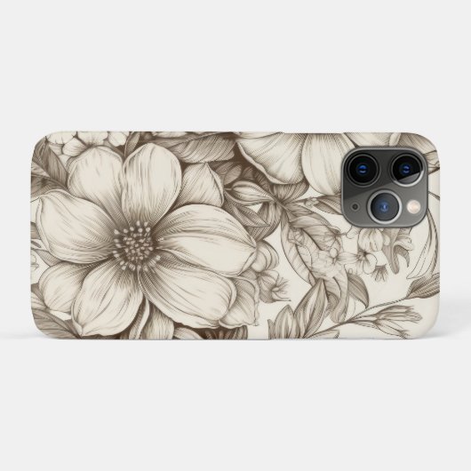  bloemsepiapatroon (13) Case-Mate iPhone case (Achterkant (horizontaal))
