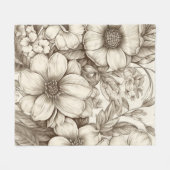  bloemsepiapatroon (13) fleece deken (Voorkant (Horizontaal))