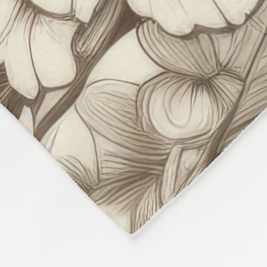  bloemsepiapatroon (13) fleece deken (Hoek)