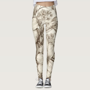  bloemsepiapatroon (13) leggings