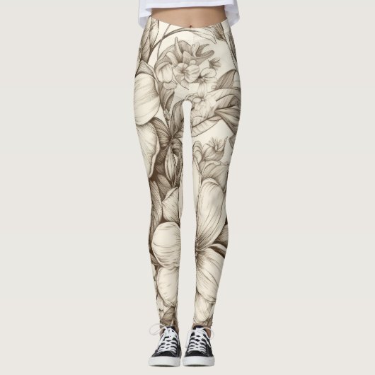  bloemsepiapatroon (13) leggings (Voorkant)