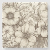  bloemsepiapatroon (13) stenen onderzetter (Voorkant)