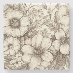  bloemsepiapatroon (13) stenen onderzetter