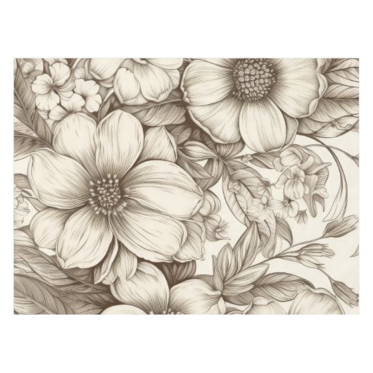 bloemsepiapatroon (13) tafelkleed (Voorkant (Horizontaal))