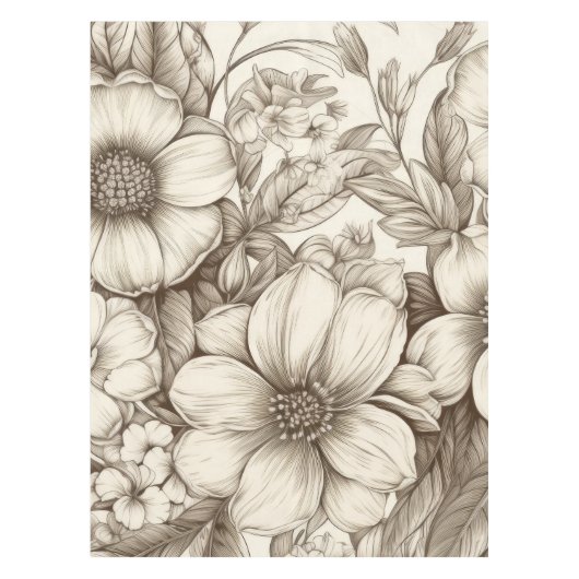  bloemsepiapatroon (13) tafelkleed (Voorkant)