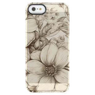  bloemsepiapatroon (13) doorzichtig iPhone SE/5/5s hoesje