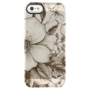  bloemsepiapatroon (14) doorzichtig iPhone SE/5/5s hoesje