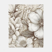  bloemsepiapatroon (15) fleece deken (Voorkant)