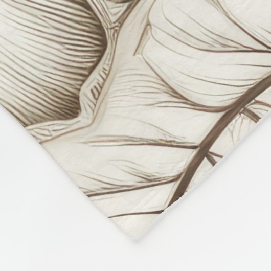  bloemsepiapatroon (15) fleece deken (Hoek)