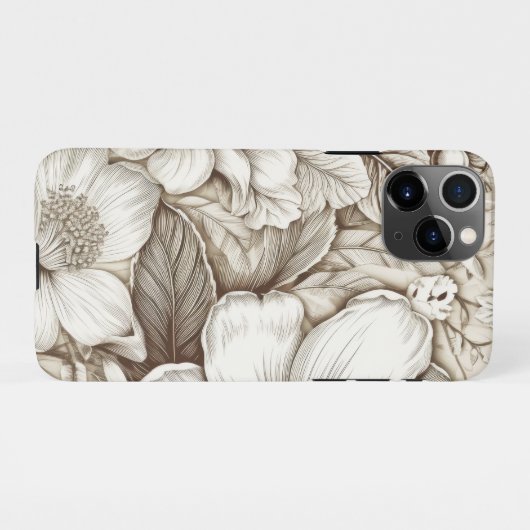  bloemsepiapatroon (15) iPhone hoesje (Achterkant horizontaal)