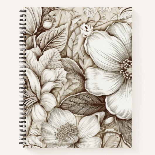 bloemsepiapatroon (15) notitieboek (Voorkant)