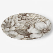  bloemsepiapatroon (15) papieren bordje (Gekanteld)