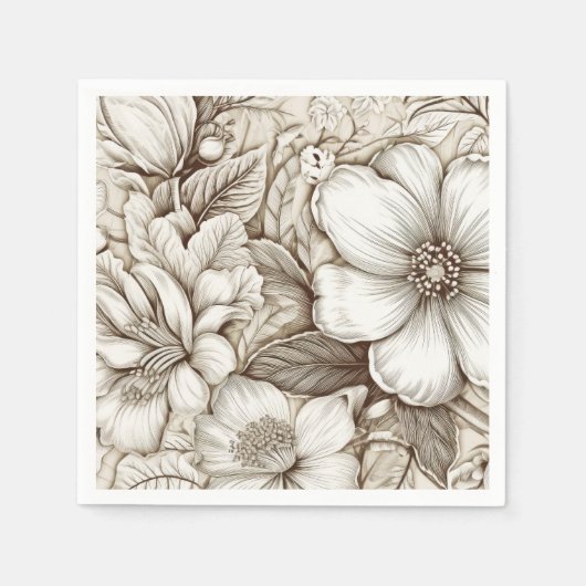  bloemsepiapatroon (15) servet (Voorkant)